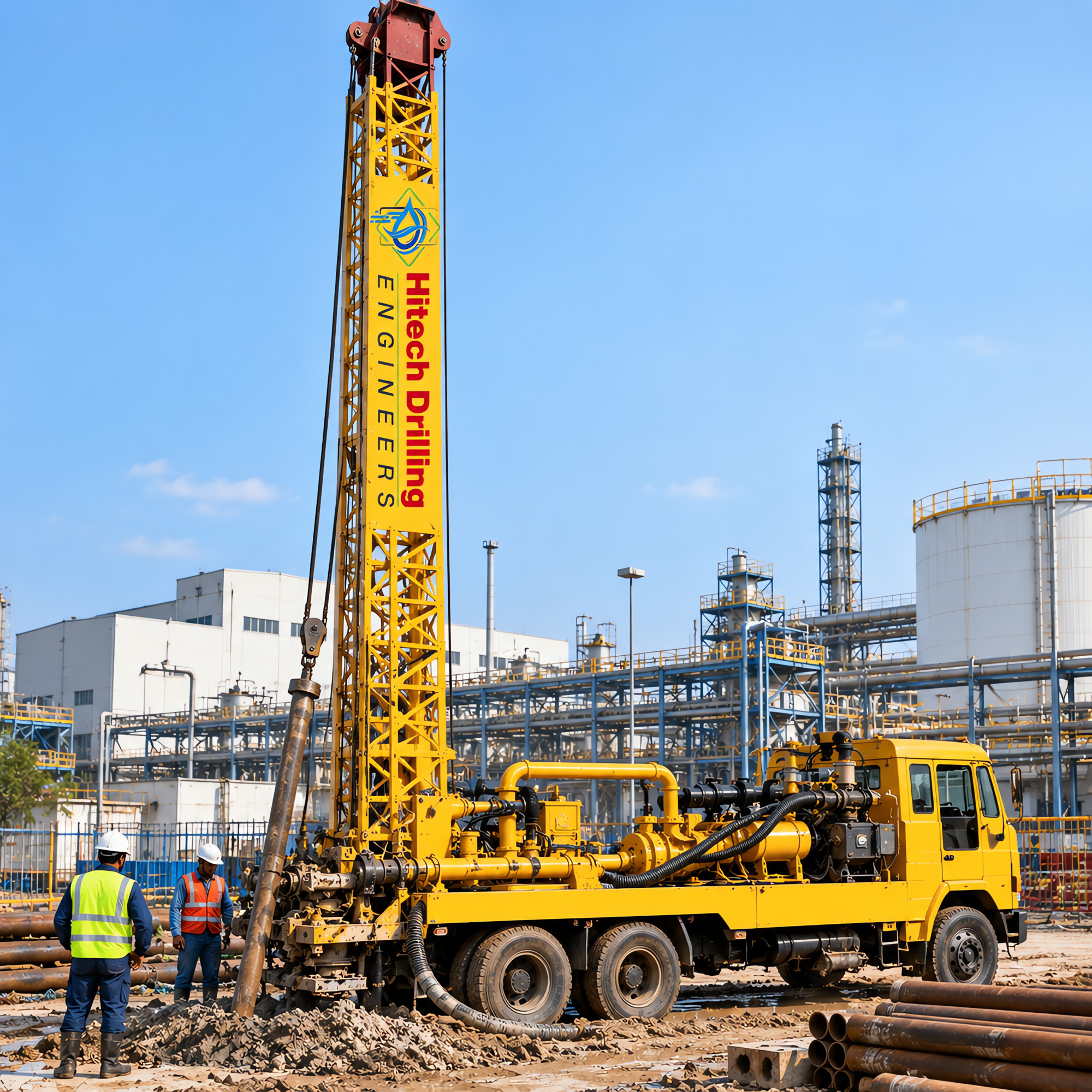 Borewell drilling at an industrial plant
